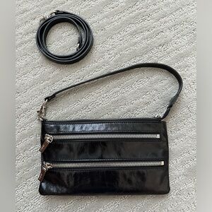 HOBO International black wristlet/crossbody—excellent condition, 3 ways to wear!